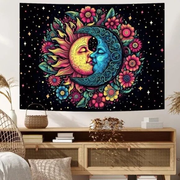 Stay Wild Moon Child Bohemian Sun Celestial Star Wall Decor Boho Tapestry NEW - Picture 2 of 5
